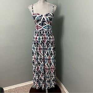 ANN TAYLOR Petite Maxi print dress spaghetti straps size small summer dress
